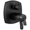 Delta Stryke Matte Black Finish 3-setting Integrated Lever Handle Diverter Thermostatic Shower System Control Includes Valve and Handles D3102V