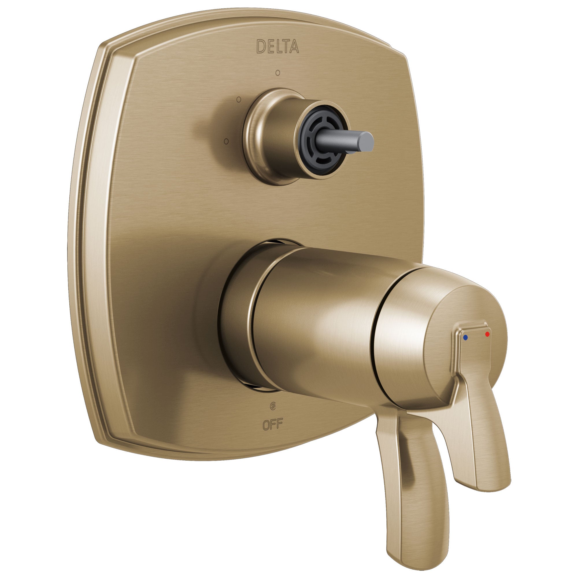 Delta Stryke Champagne Bronze Finish 17 Thermostatic Integrated Diverter Shower Control Trim Kit with Three Function Diverter Less Diverter Handle (Requires Valve) DT27T876CZLHP