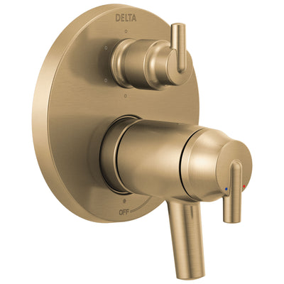 Delta Trinsic Champagne Bronze Contemporary Thermostatic Shower System Control with 6-Setting Integrated Diverter Includes Valve and Handles D3673V