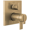 Delta Ara Champagne Bronze Finish Angular Modern TempAssure 17T Series Shower Control Trim Kit with 6-Setting Integrated Diverter (Requires Valve) DT27T967CZ