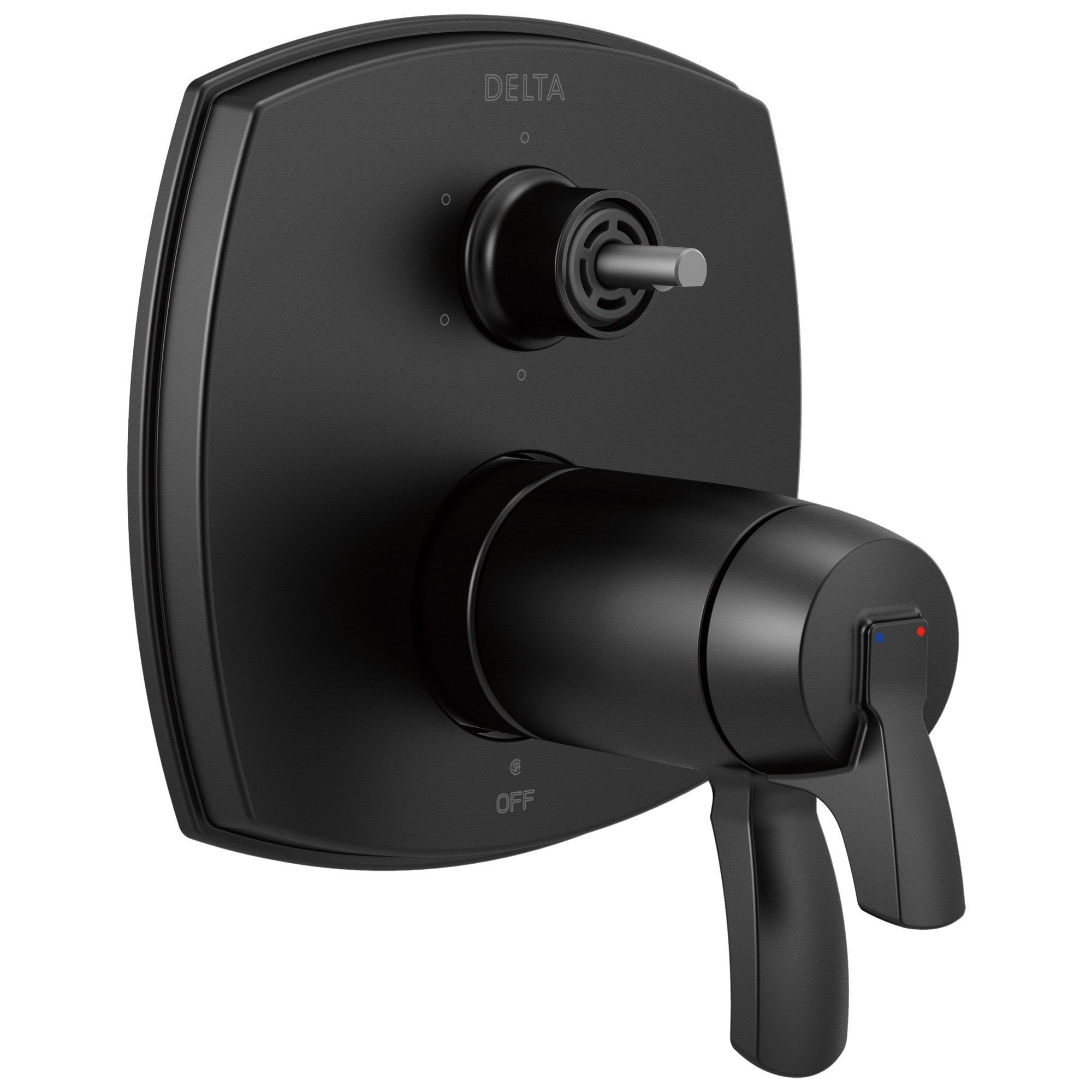 Delta Stryke Matte Black Finish 17 Thermostatic Integrated Diverter Shower Control Trim with Six Function Diverter Less Diverter Handle (Requires Valve) DT27T976BLLHP