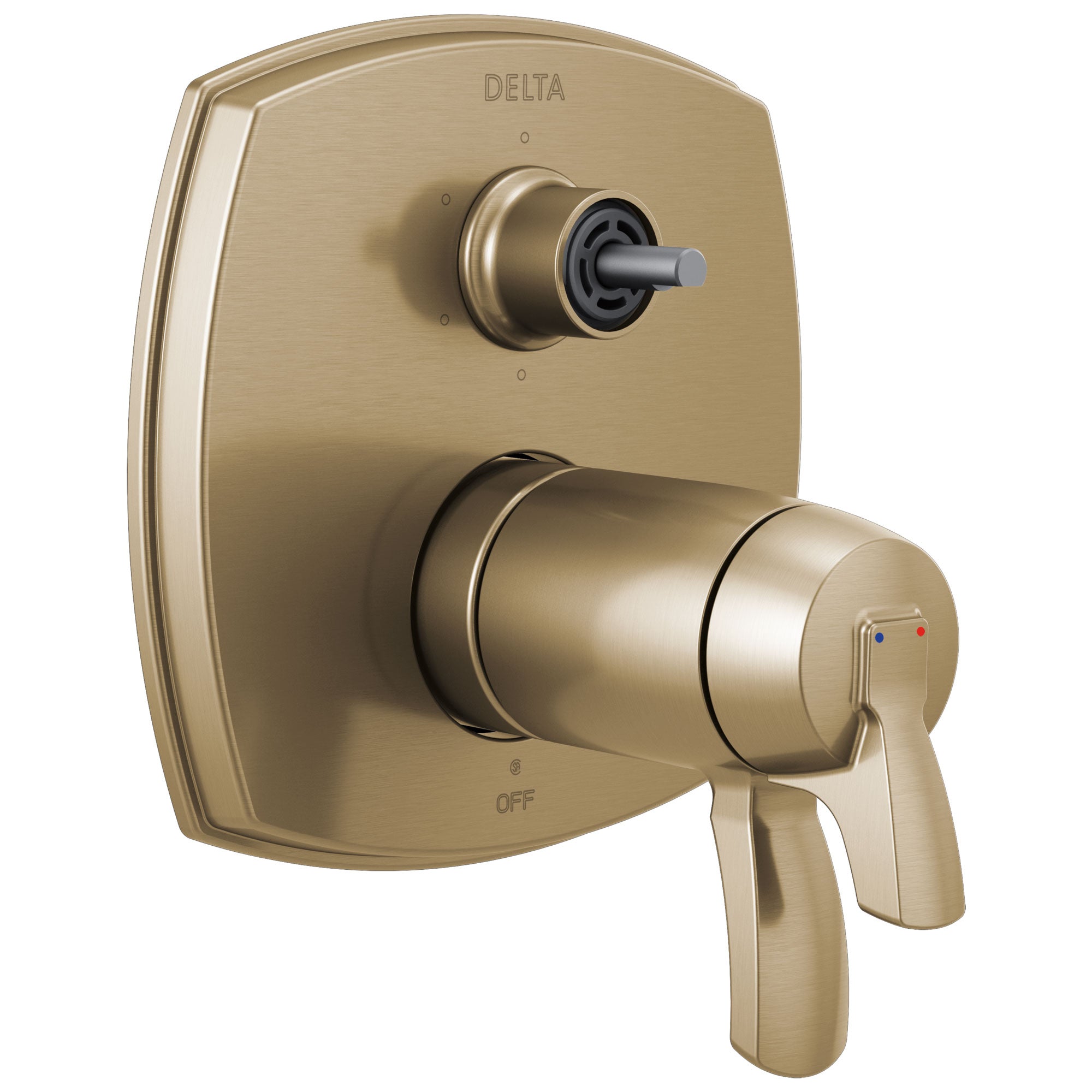 Delta Stryke Champagne Bronze Finish 17 Thermostatic Integrated Diverter Shower Control Trim with Six Function Diverter Less Diverter Handle (Requires Valve) DT27T976CZLHP