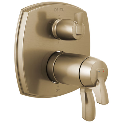 Delta Stryke Champagne Bronze Finish 17T Thermostatic Shower System Control with 6 Function Integrated Diverter Includes Valve and Handles D3666V