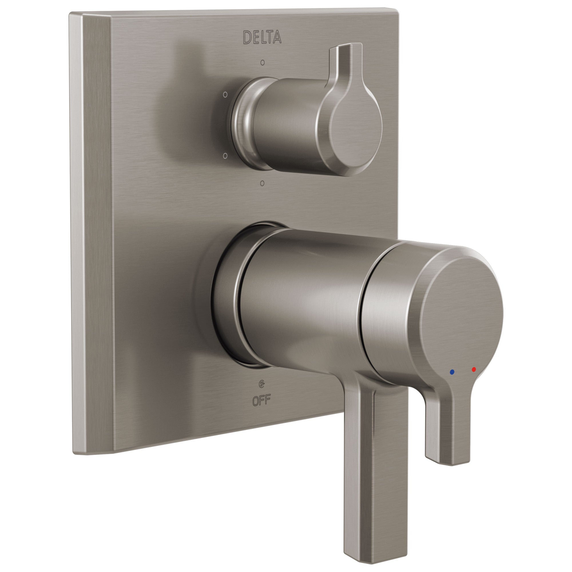 Delta Pivotal Stainless Steel Finish Thermostatic 17T Shower System Control with 6-Setting Integrated Diverter Includes Rough Valve and Handles D3067V