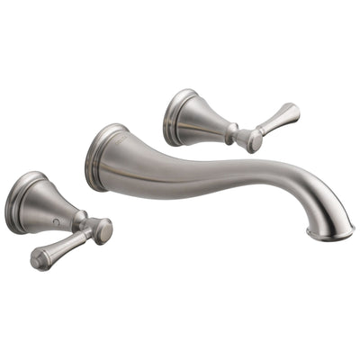 Delta Cassidy Collection Stainless Steel Finish Traditional Style Two Handle Wall Mount Bathroom Sink Faucet Trim Kit (Requires Valve) DT3597LFSSWL