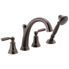 Delta Woodhurst Venetian Bronze Finish Roman Tub Filler Faucet Trim Kit with Hand Shower (Requires Valves) DT4732RB