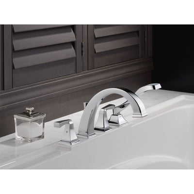 Delta Dryden Deck-Mount Chrome Roman Tub Faucet with Handshower and Valve D863V