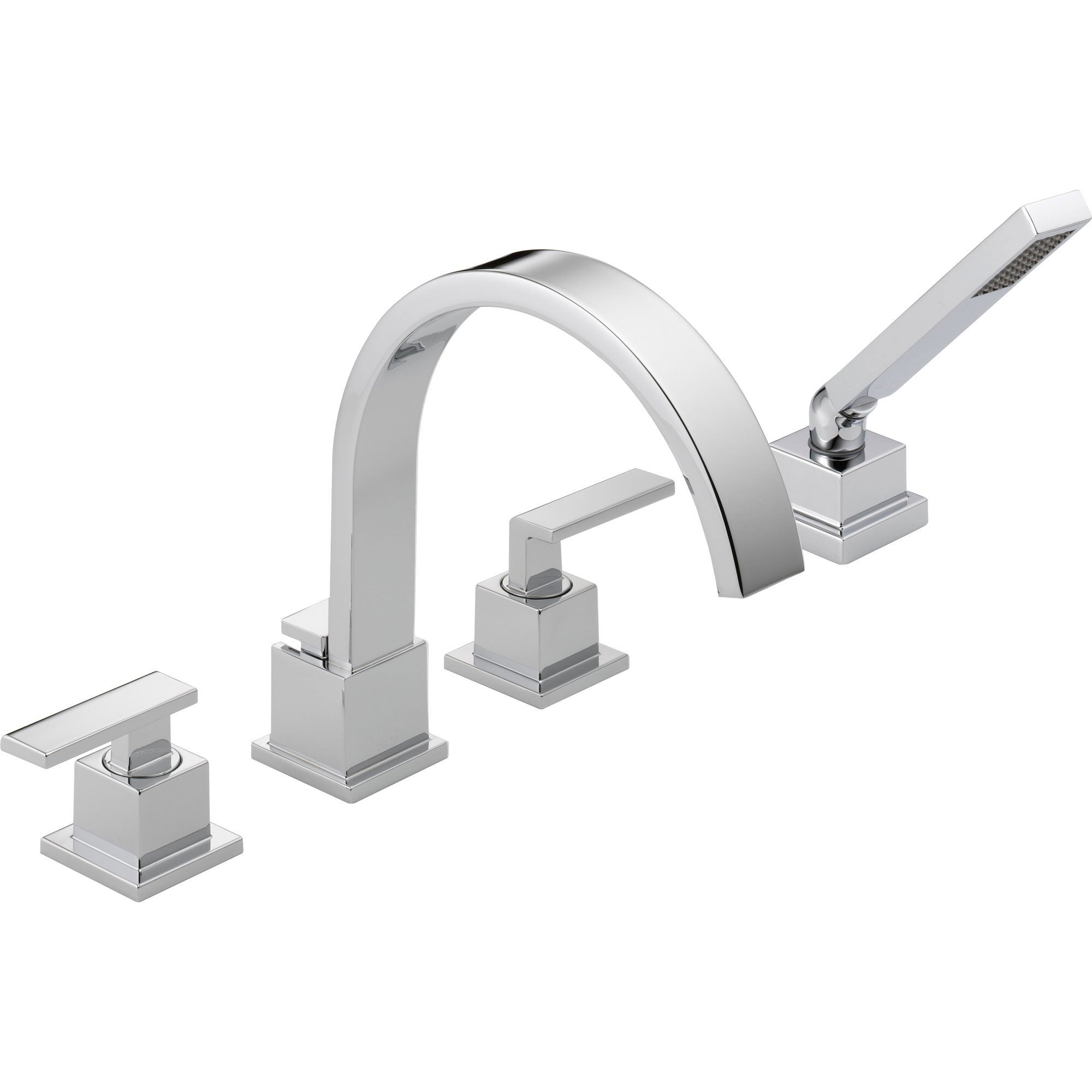 Delta Vero Deck-Mount Chrome Roman Tub Faucet with Valve and Handshower D867V