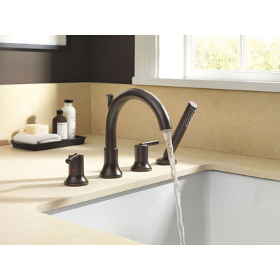 Delta Trinsic Venetian Bronze Roman Tub Faucet with Handshower and Valve D873V