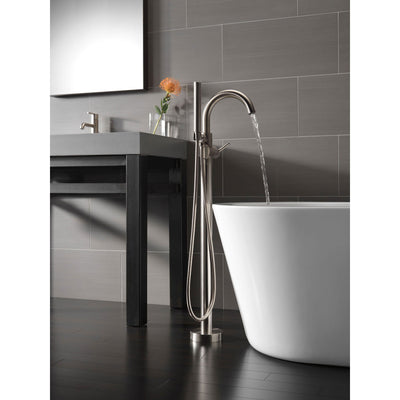 Delta Trinsic Stainless Steel Floor Mount Freestanding Tub Filler w/Valve D934V