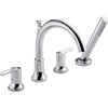 Delta Trinsic Deck-Mount Chrome Roman Tub Faucet with Valve and Handshower D871V