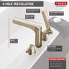 Delta Zura Champagne Bronze Finish 4-hole Deck Mount Roman Tub Filler Faucet with Handshower Includes Lever Handles and Rough-in Valve D3608V