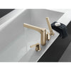 Delta Zura Champagne Bronze Finish 4-hole Deck Mount Roman Tub Filler Faucet with Handshower Includes Lever Handles and Rough-in Valve D3608V