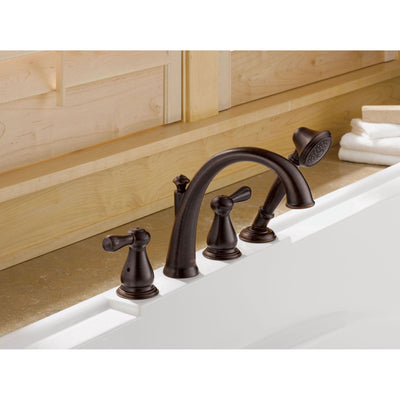 Delta Leland Venetian Bronze Roman Tub Faucet with Handshower and Valve D878V