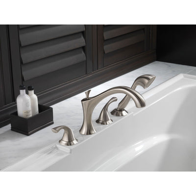 Delta Addison Stainless Steel Finish Roman Tub Faucet with Handspray Trim 476463