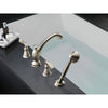 Delta Linden Stainless Steel Finish Roman Tub Faucet with Handspray Trim 555631