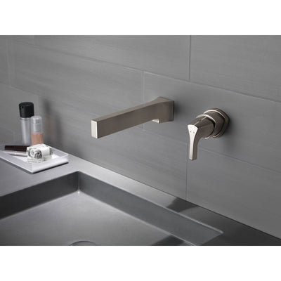 Delta Zura Collection Stainless Steel Finish Single Handle Modern Wall Mount Lavatory Bathroom Faucet INCLUDES Rough-in Valve D1899V