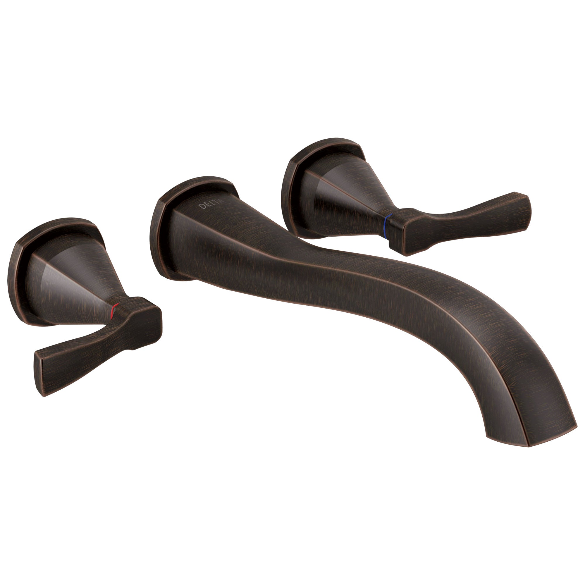 Delta Stryke Venetian Bronze Finish 2 Lever Handle Wall Mounted Tub Filler Faucet Includes Rough-in Valve D3015V