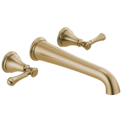 Delta Cassidy Champagne Bronze Finish 2 Handle Wall Mount Tub Filler Faucet Trim Kit (Requires Valve) DT5797CZWL