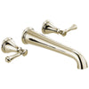 Delta Cassidy Polished Nickel Finish 2 Handle Wall Mount Tub Filler Faucet Trim Kit (Requires Valve) DT5797PNWL