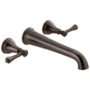 Delta Cassidy Venetian Bronze Finish 2 Handle Wall Mount Tub Filler Faucet Includes Rough-in Valve D3010V