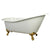 61" Small Cast Iron White Slipper Clawfoot Bathtub with Polished Brass Feet