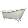 61" Small Cast Iron White Slipper Clawfoot Bathtub with White Feet