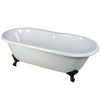 66" Large Cast Iron Freestanding Clawfoot Bathtub w/ Oil Rubbed Bronze Feet