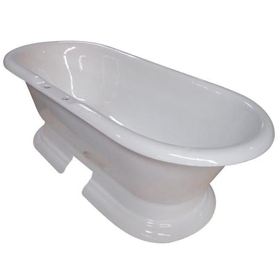 72" Large Cast Iron Double Ended White Pedestal Freestanding Bathtub