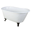 53" Small Cast Iron White Slipper Claw Foot Bathtub with Oil Rubbed Bronze Feet