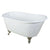 53" Small Cast Iron White Slipper Clawfoot Bathtub with Satin Nickel Feet