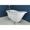 60" Small Cast Iron White Slipper Clawfoot Bathtub with Chrome Feet