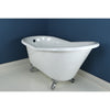 60" Small Cast Iron White Slipper Clawfoot Bathtub with Chrome Feet