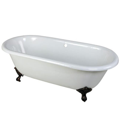 66" Large Cast Iron Double Ended Clawfoot Bathtub with Oil Rubbed Bronze Feet