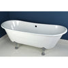 67" Large Cast Iron White Double Slipper Clawfoot Bathtub with Chrome Feet