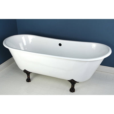 67" Large Cast Iron Double Slipper Claw foot Bathtub with Oil Rubbed Bronze Feet