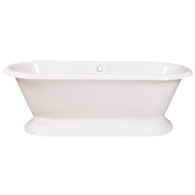 72" Large Cast Iron Double Ended White Pedestal Freestanding Bath Tub