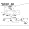 67" Double Ended White Acrylic Freestanding Clawfoot Tub with Chrome Lion Feet