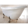 69" Large White Slipper Acrylic Clawfoot Bath Tub with Satin Nickel Lion Feet