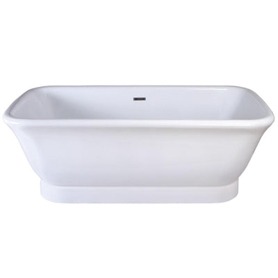 71" Contemporary Pedestal Double Ended White Acrylic Freestanding Bath Tub