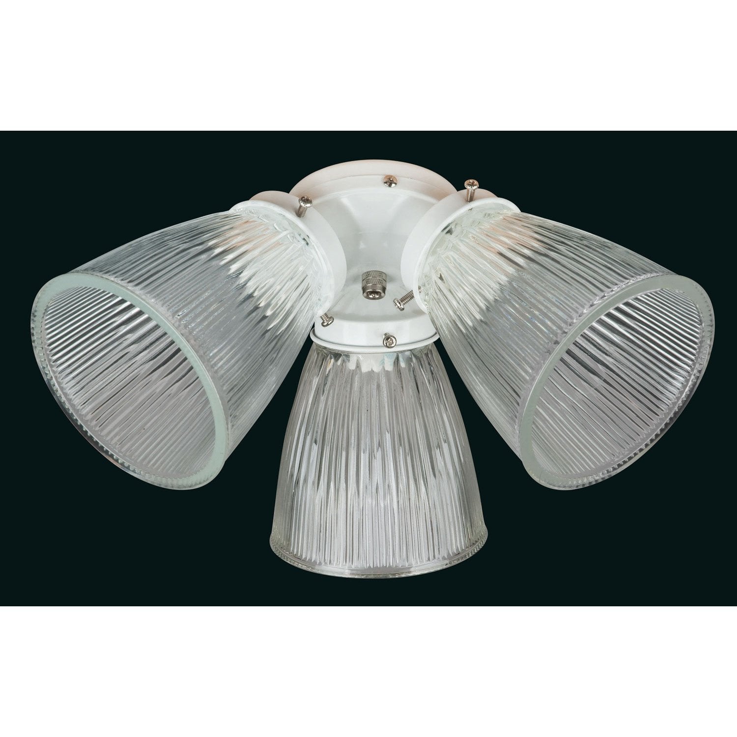 Concord Fans 3 Light White with Clear Glass Ceiling Fan Light Kit