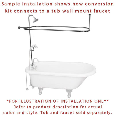 Satin Nickel Clawfoot Tub Shower Conversion Kit with Enclosure Curtain Rod 10010SN