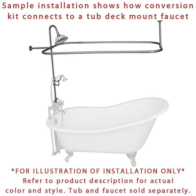 Polished Brass Clawfoot Tub Shower Conversion Kit with Enclosure Curtain Rod 10010PB