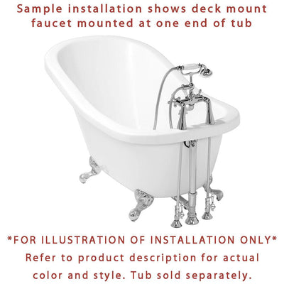 Satin Nickel Deck Mount Clawfoot Tub Faucet w hand shower w Drain Supplies Stops CC1158T8system