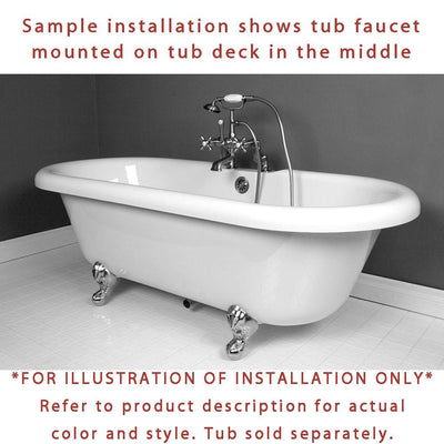 Satin Nickel Deck Mount Clawfoot Tub Faucet w hand shower w Drain Supplies Stops CC205T8system