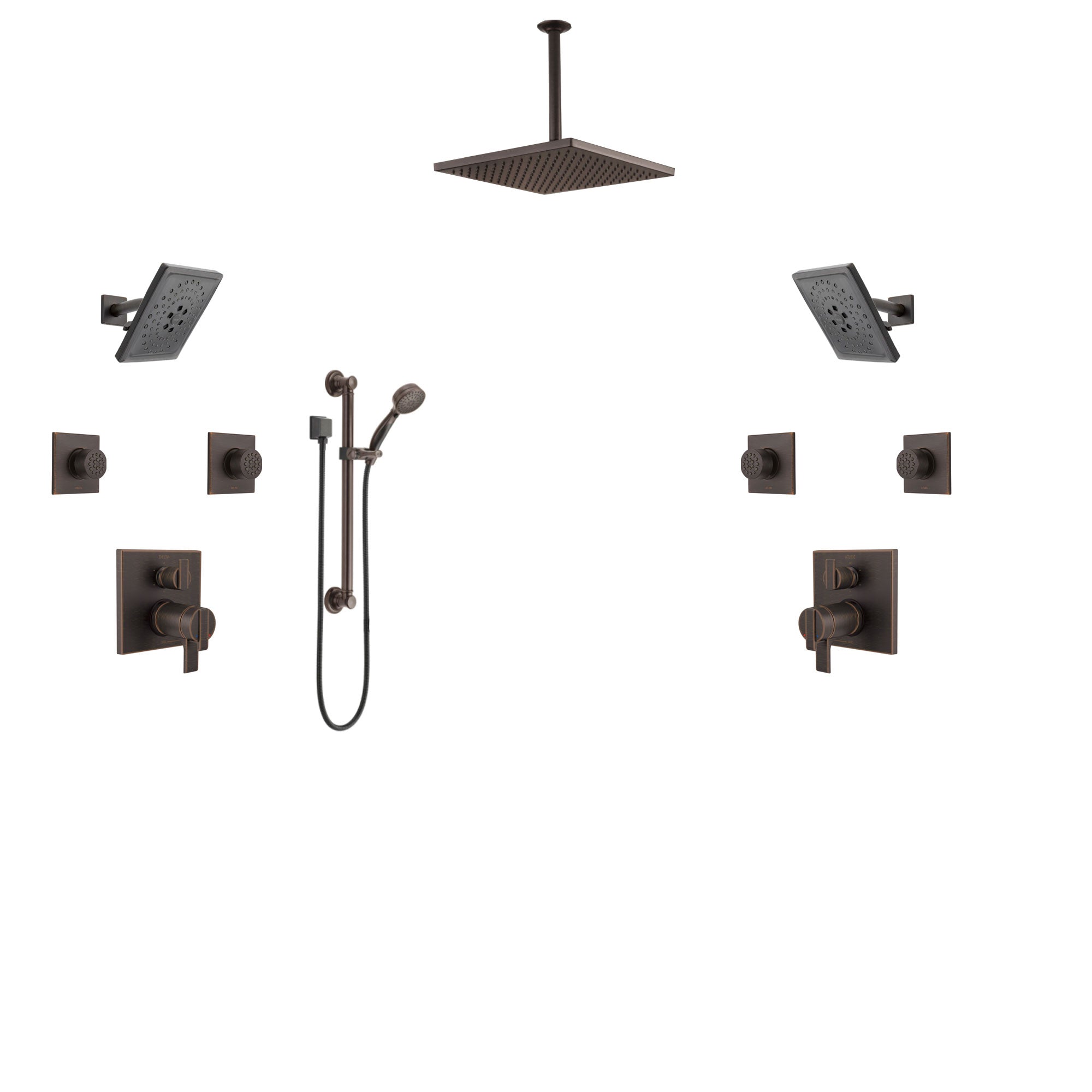 Custom Delta Ara Venetian Bronze Dual Shower System with All Valves Included CUSTOM388V