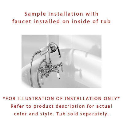 Satin Nickel Wall Mount Clawfoot Tub Faucet Package w Drain Supplies Stops CC1005T8system